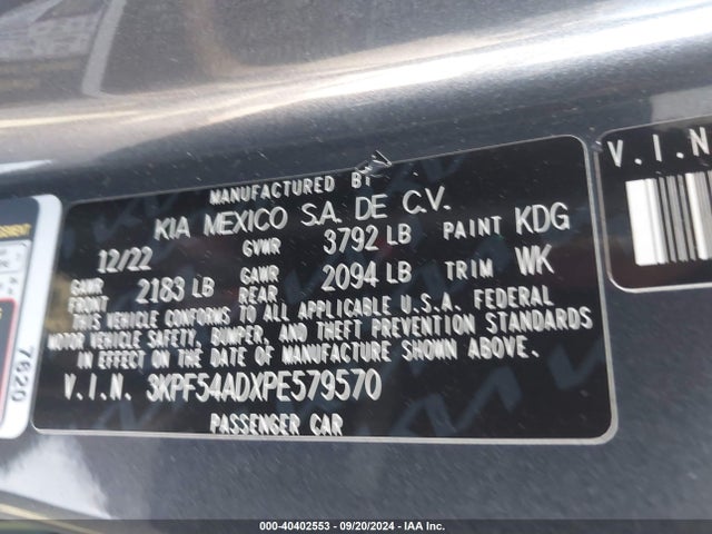 KIA Forte Gt-line 2023 3KPF54ADXPE579570 Image 9