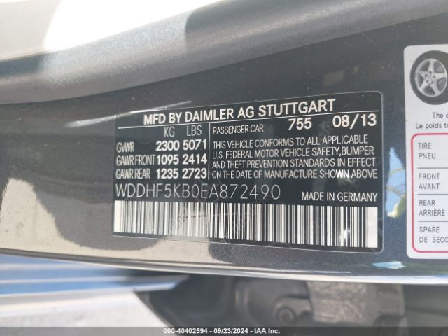 WDDHF5KB0EA872490 Mercedes-Benz E 350