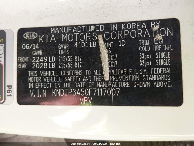 KNDJP3A50F7117007 KIA SOUL +