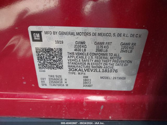 3GKALVEV2LL181076 GMC Terrain Awd Slt
