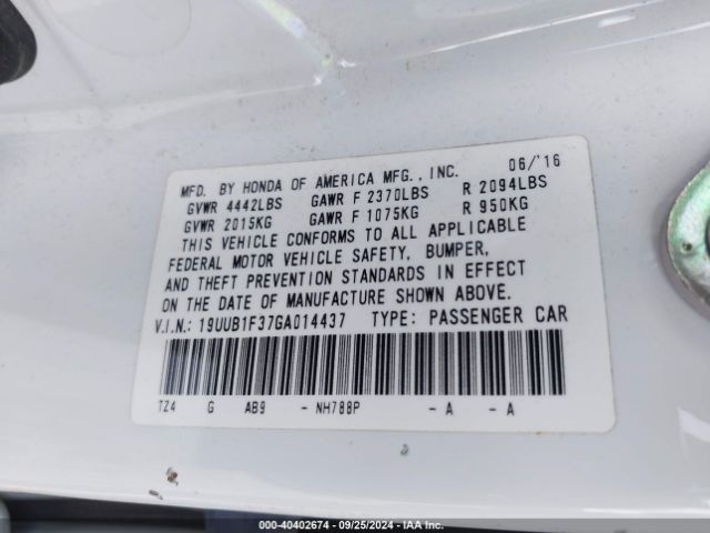 19UUB1F37GA014437 Acura TLX