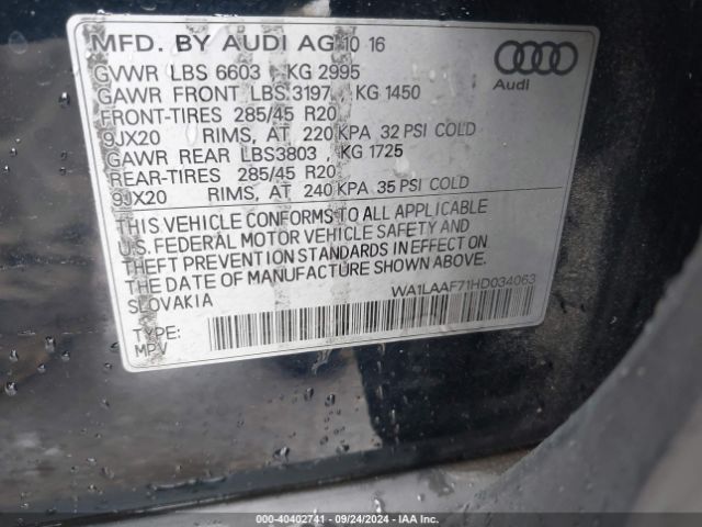 WA1LAAF71HD034063 Audi Q7 3.0t Premium