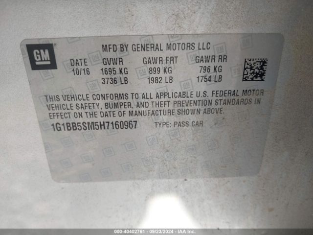 1G1BB5SM5H7160967 Chevrolet Cruze Ls Manual