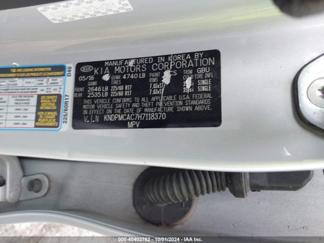 KIA Sportage Lx 2017 KNDPMCAC7H7118370 Image 9