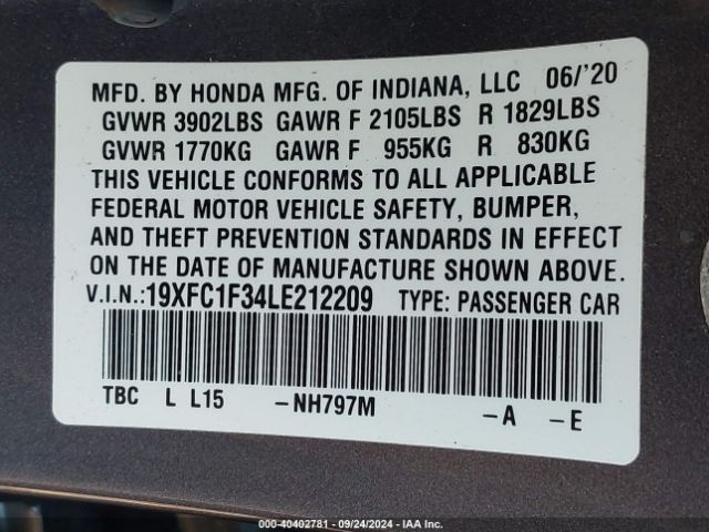 19XFC1F34LE212209 Honda CIVIC EX