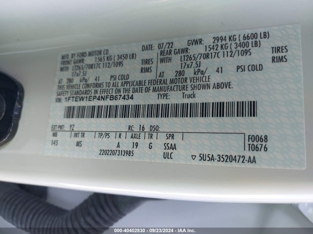 Ford F150 2022 1FTEW1EP4NFB67434 Image 55