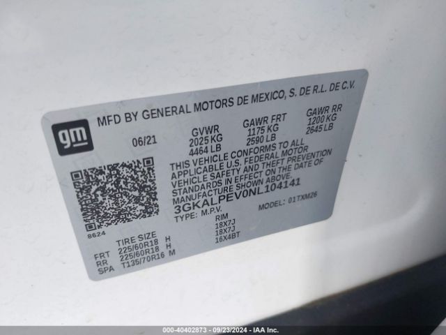 3GKALPEV0NL104141 GMC Terrain Fwd Slt