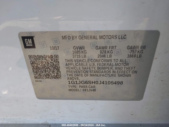 Chevrolet Sonic Lt Auto 2018 1G1JG6SH0J4105498 Image 9
