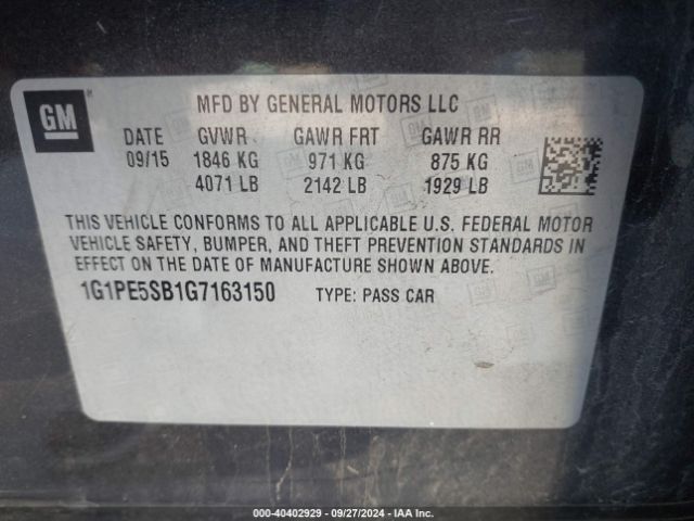 1G1PE5SB1G7163150 Chevrolet Cruze Limited 1lt Auto