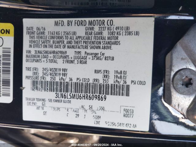 3LN6L5MU6HR609869 Lincoln Mkz Hybrid Reserve