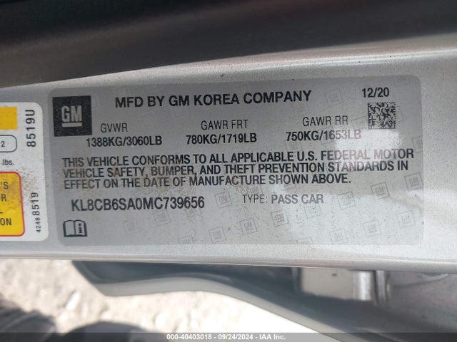 Chevrolet Spark Fwd Ls Automatic 2021 KL8CB6SA0MC739656 Image 9