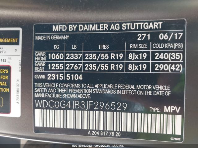 WDC0G4JB3JF296529 Mercedes-Benz GLC 300