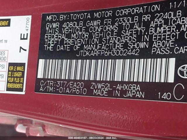 JTDKARFP6H3002442 Toyota Prius Prime Premium