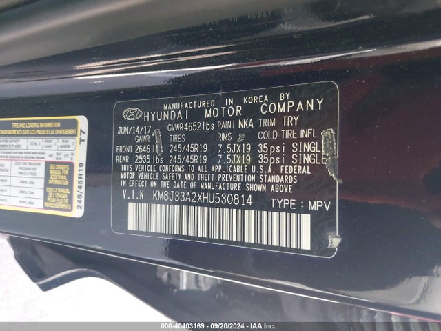 Hyundai Tucson Night 2017 KM8J33A2XHU530814 Image 9