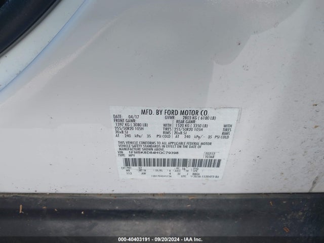Ford EXPLORER XLT 2017 1FM5K8D84HGC79398 Image 9