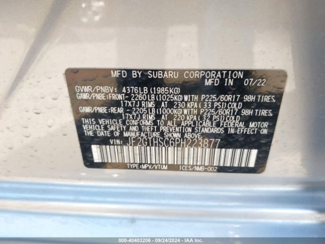 JF2GTHSC6PH223877 Subaru Crosstrek Sport