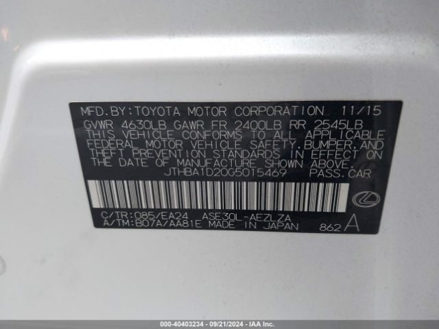 JTHBA1D20G5015469 Lexus IS 200T