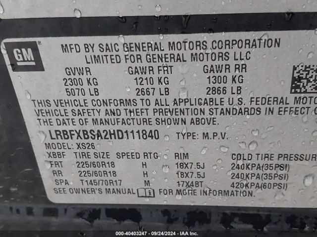 LRBFXBSA2HD111840 Buick Envision Essence