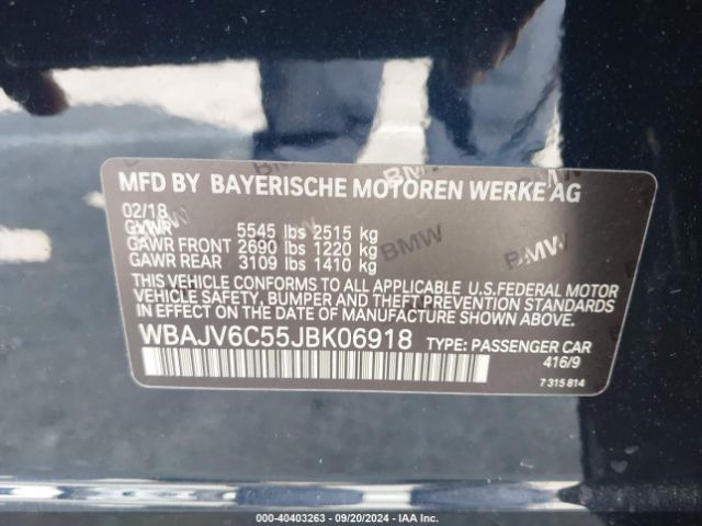 WBAJV6C55JBK06918 BMW 640i Gran Turismo Xdrive