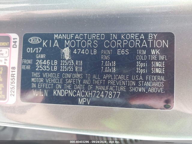 KIA Sportage Ex 2017 KNDPNCACXH7247877 Image 9