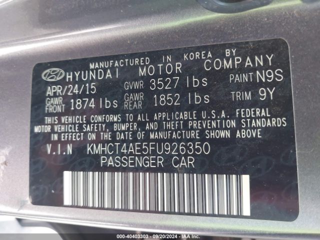 KMHCT4AE5FU926350 Hyundai ACCENT GLS