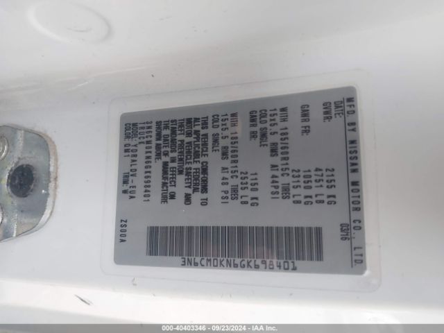 3N6CM0KN6GK698401 Nissan Nv200 S