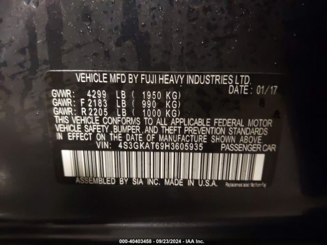 4S3GKAT69H3605935 Subaru Impreza 2.0i Limited