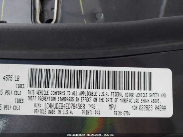 1C4NJDEB4ED784588 Jeep Compass Latitude