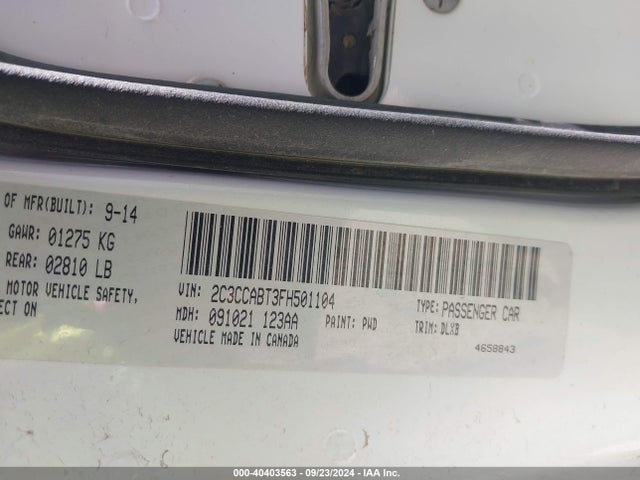 Chrysler 300 2015 2C3CCABT3FH501104 Image 9