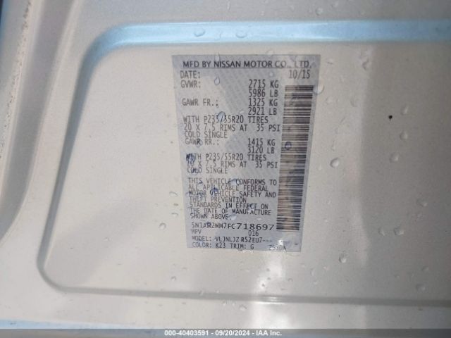 5N1AR2MM7FC718697 Nissan Pathfinder Platinum