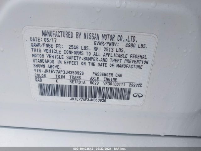 JN1EV7AP3JM350926 Infiniti Q50 3.0t Luxe