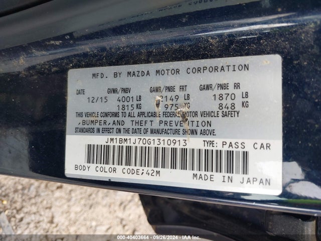 JM1BM1J70G1310913 Mazda Mazda3 I Sport
