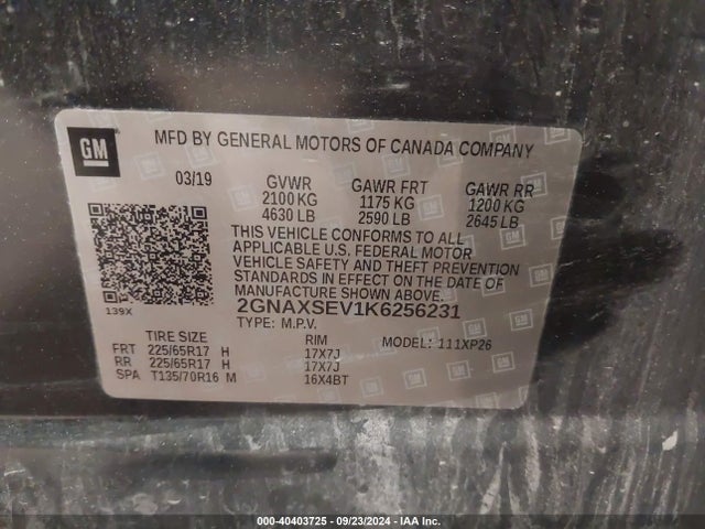 Chevrolet EQUINOX LS 2019 2GNAXSEV1K6256231 Image 9