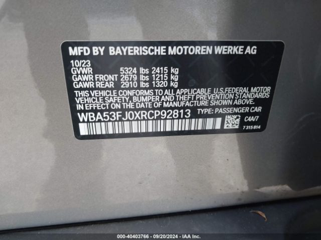 WBA53FJ0XRCP92813 BMW 530 I Xdrive