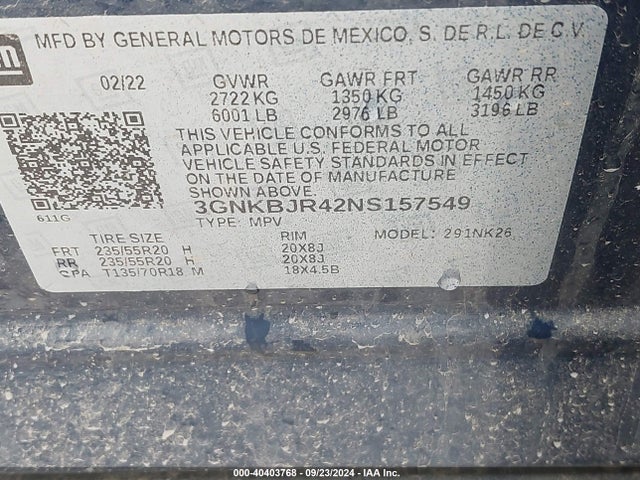 Chevrolet Blazer Awd 3lt 2022 3GNKBJR42NS157549 Image 9