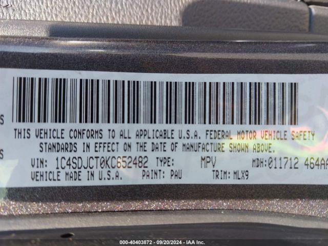 1C4SDJCT0KC652482 Dodge Durango R/t Awd