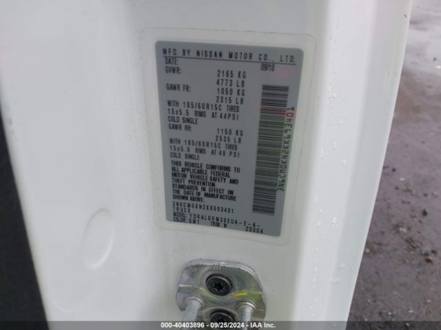 3N6CM0KN2KK693401 Nissan NV200 SV