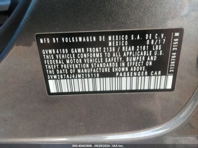 3VW2B7AJ4JM215119 Volkswagen Jetta 1.4t S