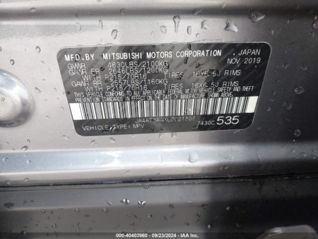 2020 MITSUBISHI ECLIPSE CROSS JA4AT3AAXLZ021808 Photo 8