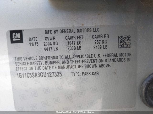 1G11C5SA3GU127335 Chevrolet Malibu Limited Lt