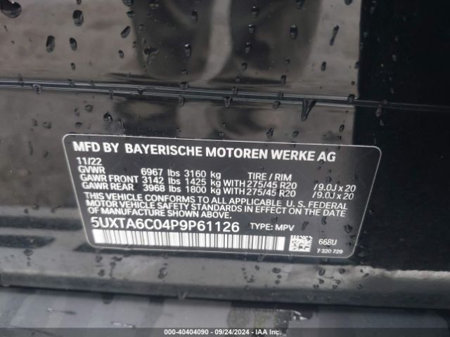 5UXTA6C04P9P61126 BMW X5 Phev Xdrive45e