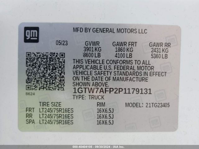 1GTW7AFP2P1179131 GMC Savana Cargo Rwd 2500 Regular Wheelbase Work Van