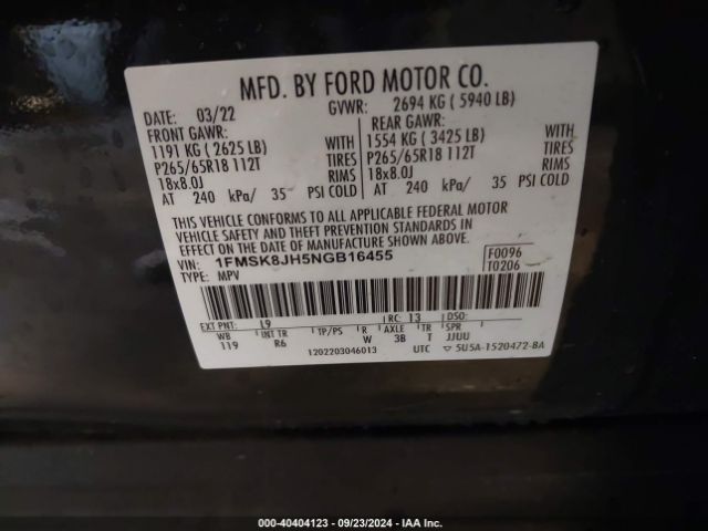 2022 FORD EXPLORER 1FMSK8JH5NGB16455 Photo 8