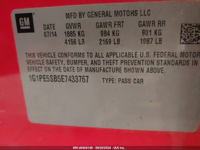 Chevrolet Cruze 2lt Auto 2014 1G1PE5SB5E7433767 Image 9
