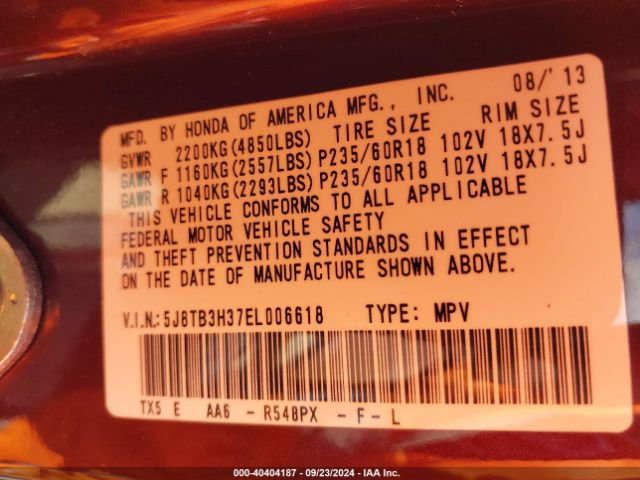 5J8TB3H37EL006618 Acura RDX