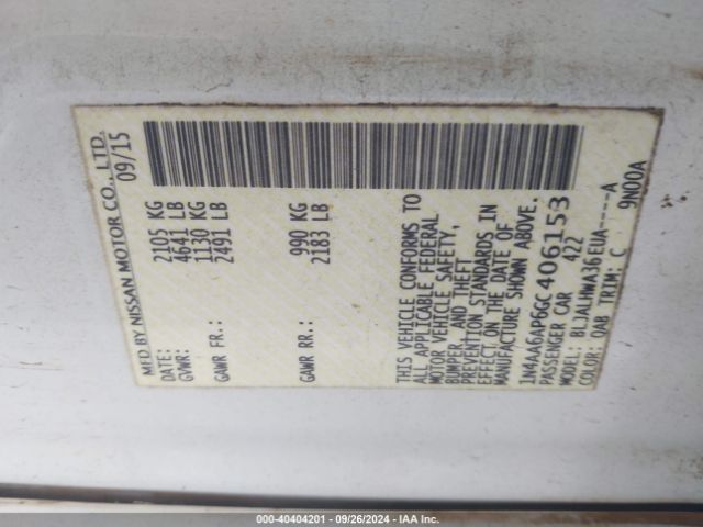 1N4AA6AP6GC406153 Nissan Maxima 3.5 Platinum
