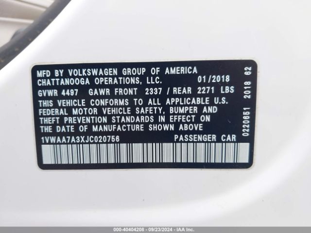 1VWAA7A3XJC020756 Volkswagen Passat 2.0t R-line/2.0t S
