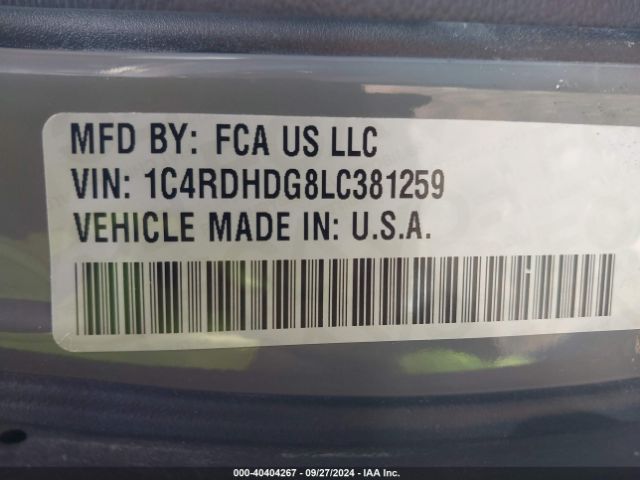 1C4RDHDG8LC381259 Dodge Durango Gt Rwd