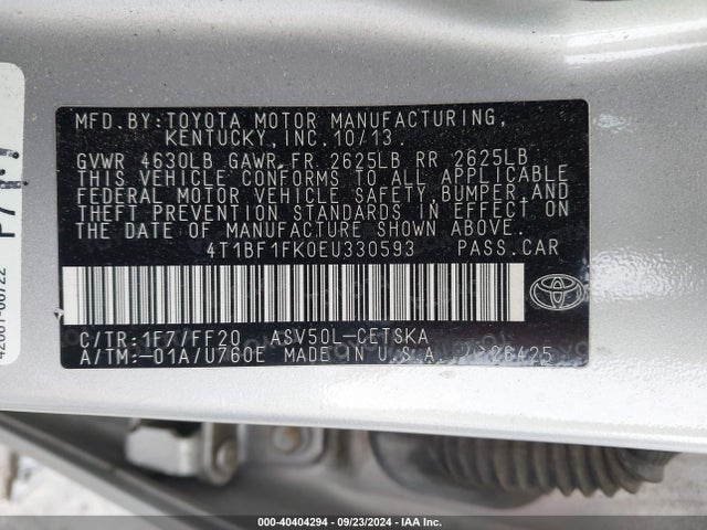 Toyota CAMRY SE 2014 4T1BF1FK0EU330593 Image 9