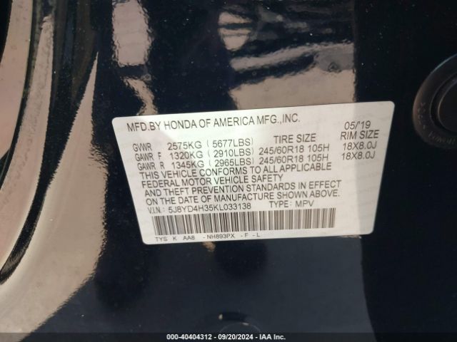 5J8YD4H35KL033138 Acura Mdx Standard